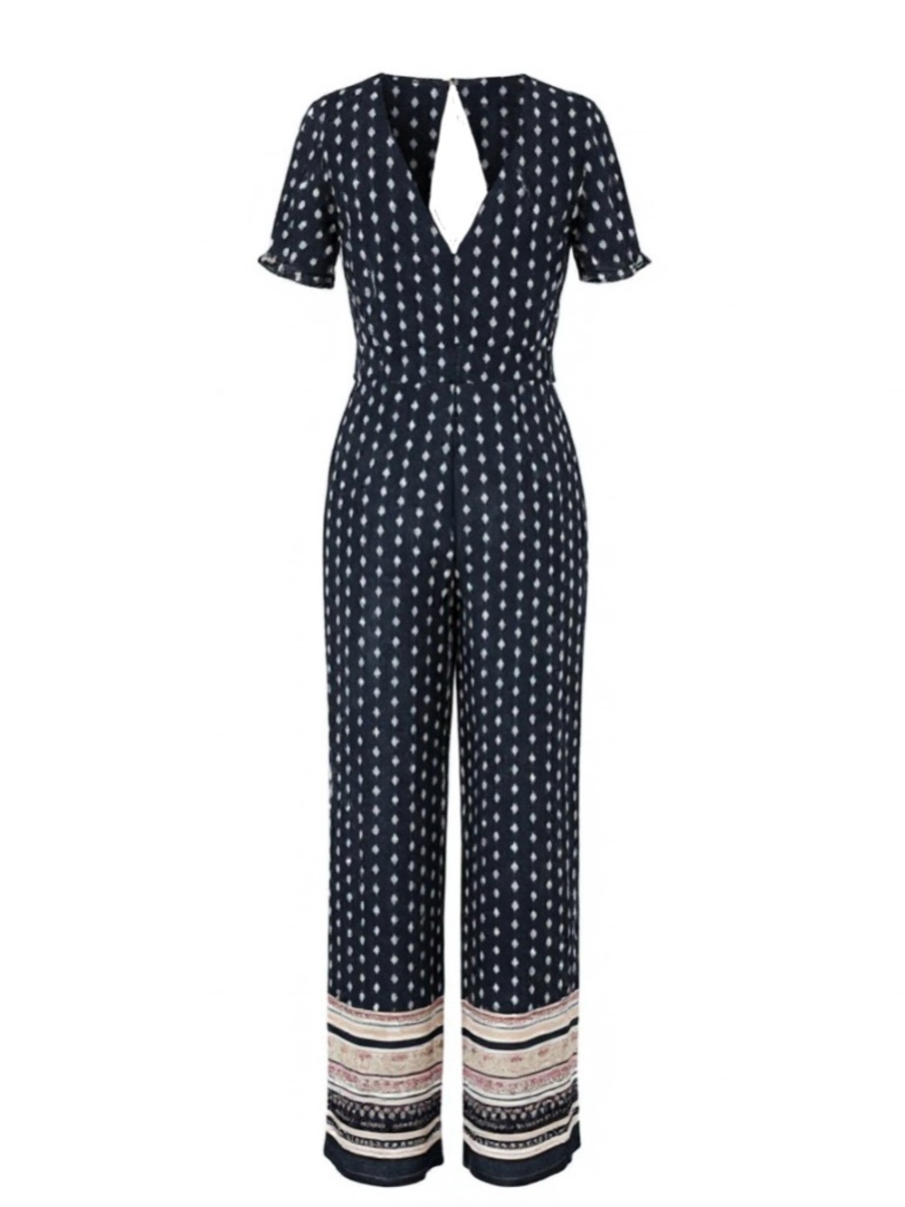 Crystal Sky Navy Boho Print Wide Leg Jumpsuit | Juniors Size 11